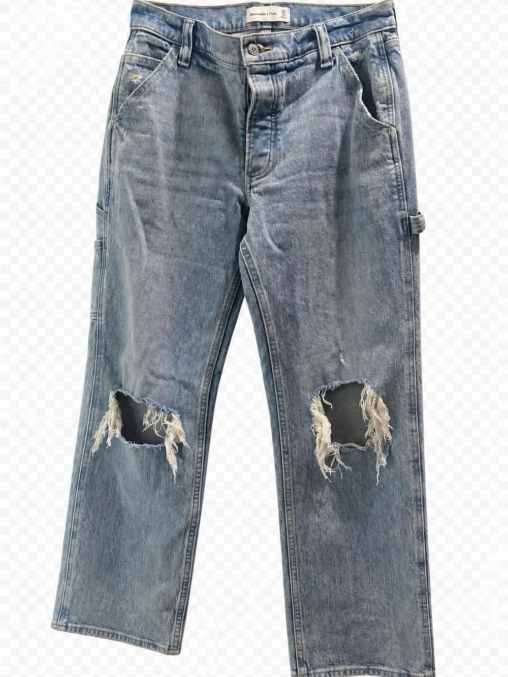 Abercrombie & Fitch Womens Distressed Blue Denim Carpenter Jeans